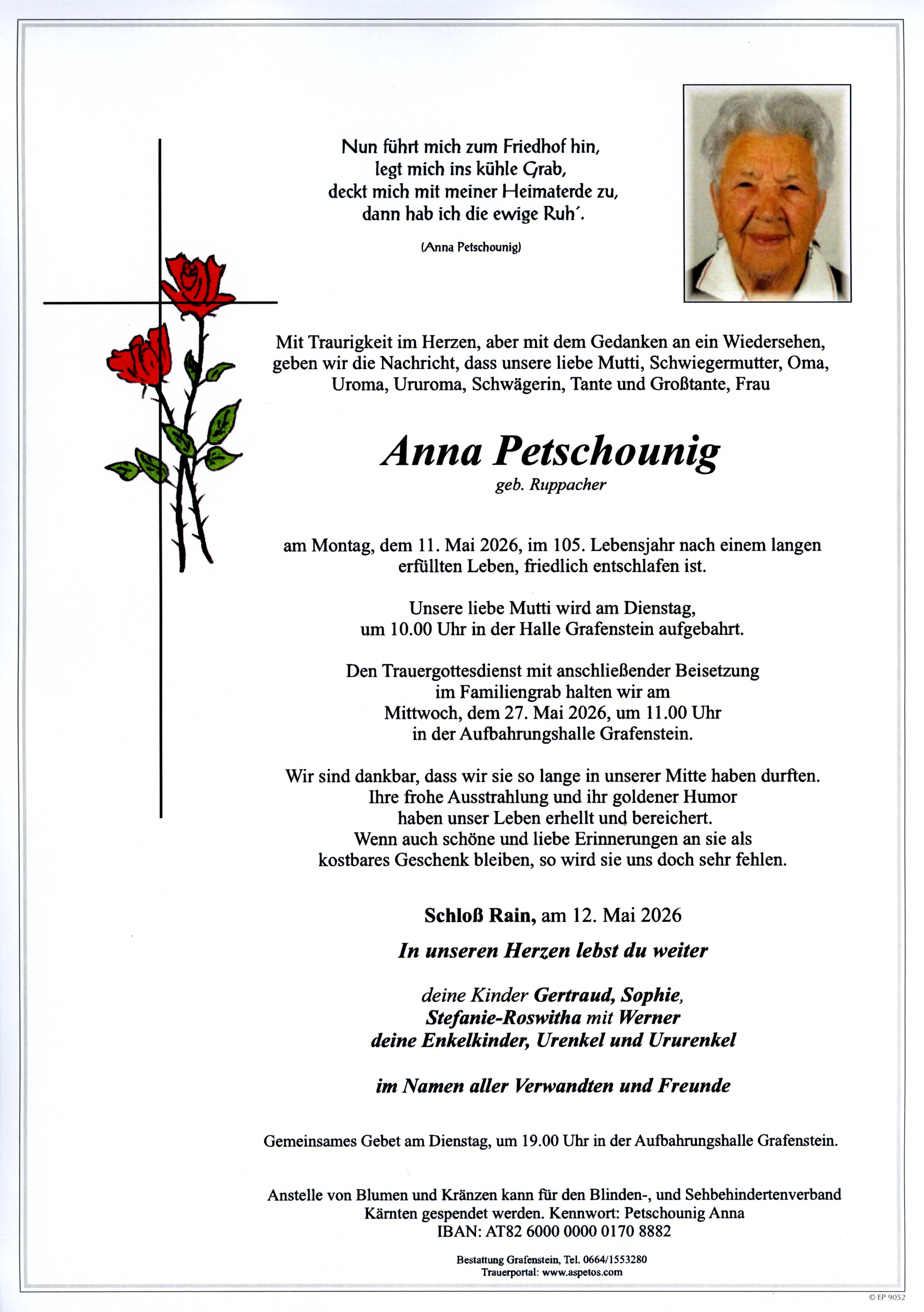 Traueranzeige von Anna Petschounig