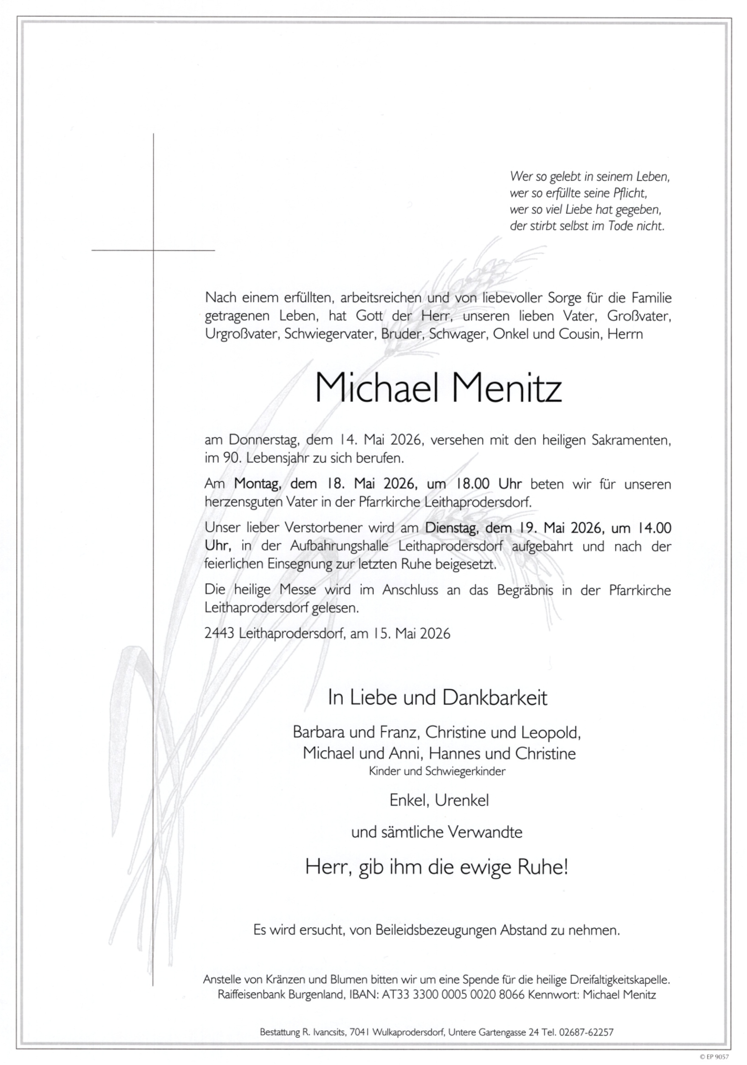 Traueranzeige von Michael Menitz