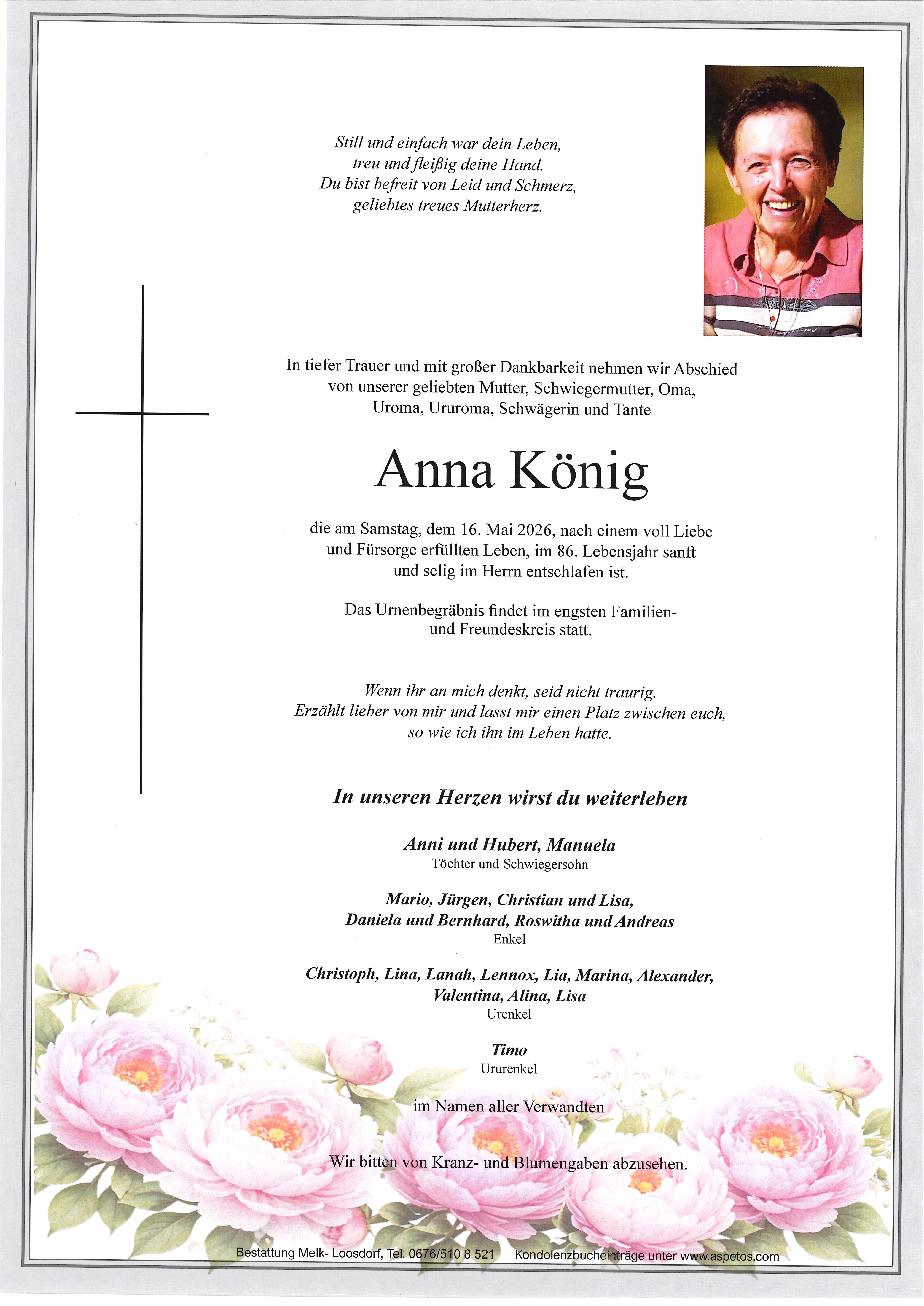 Traueranzeige von Anna König