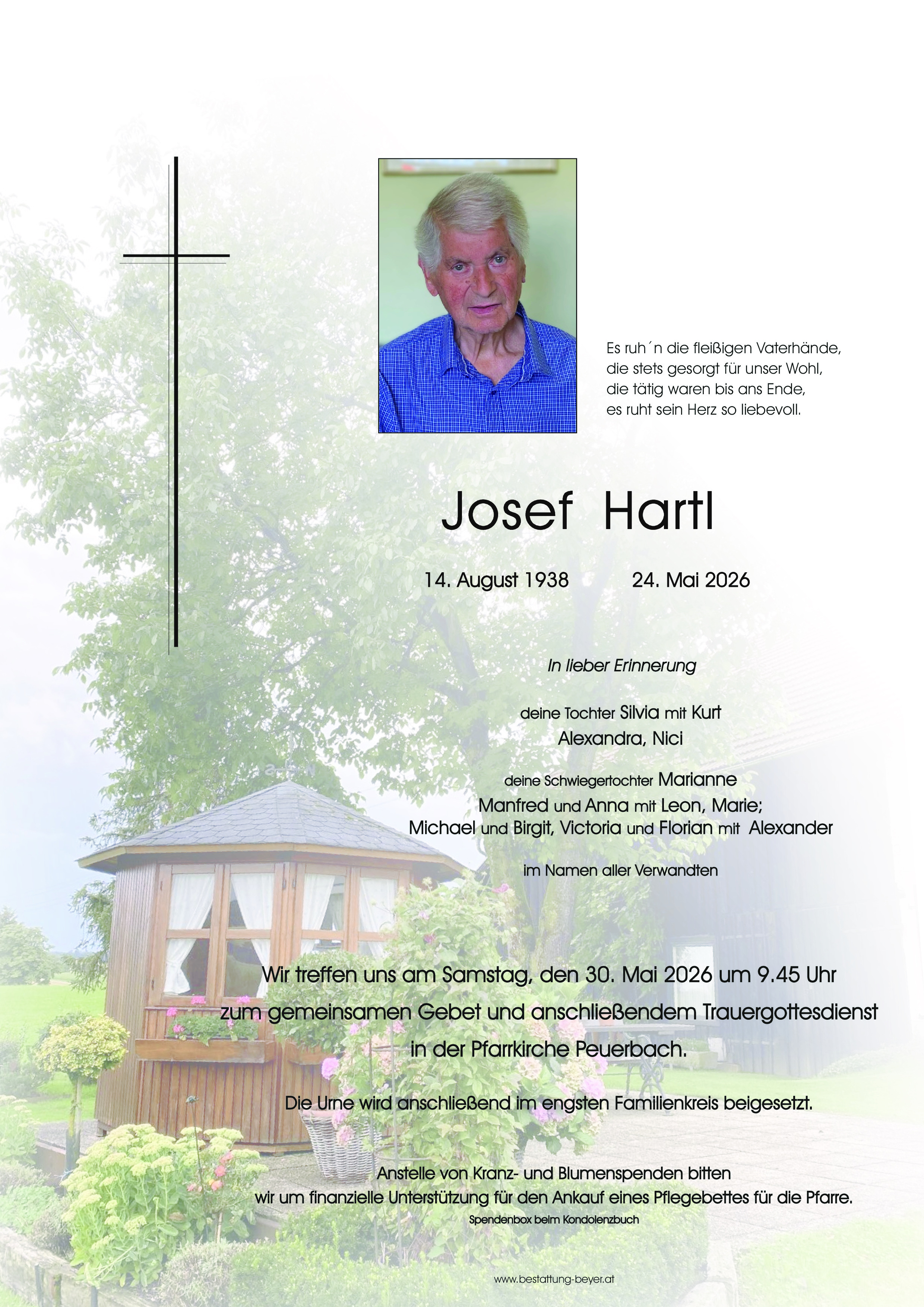 Traueranzeige von Josef Hartl