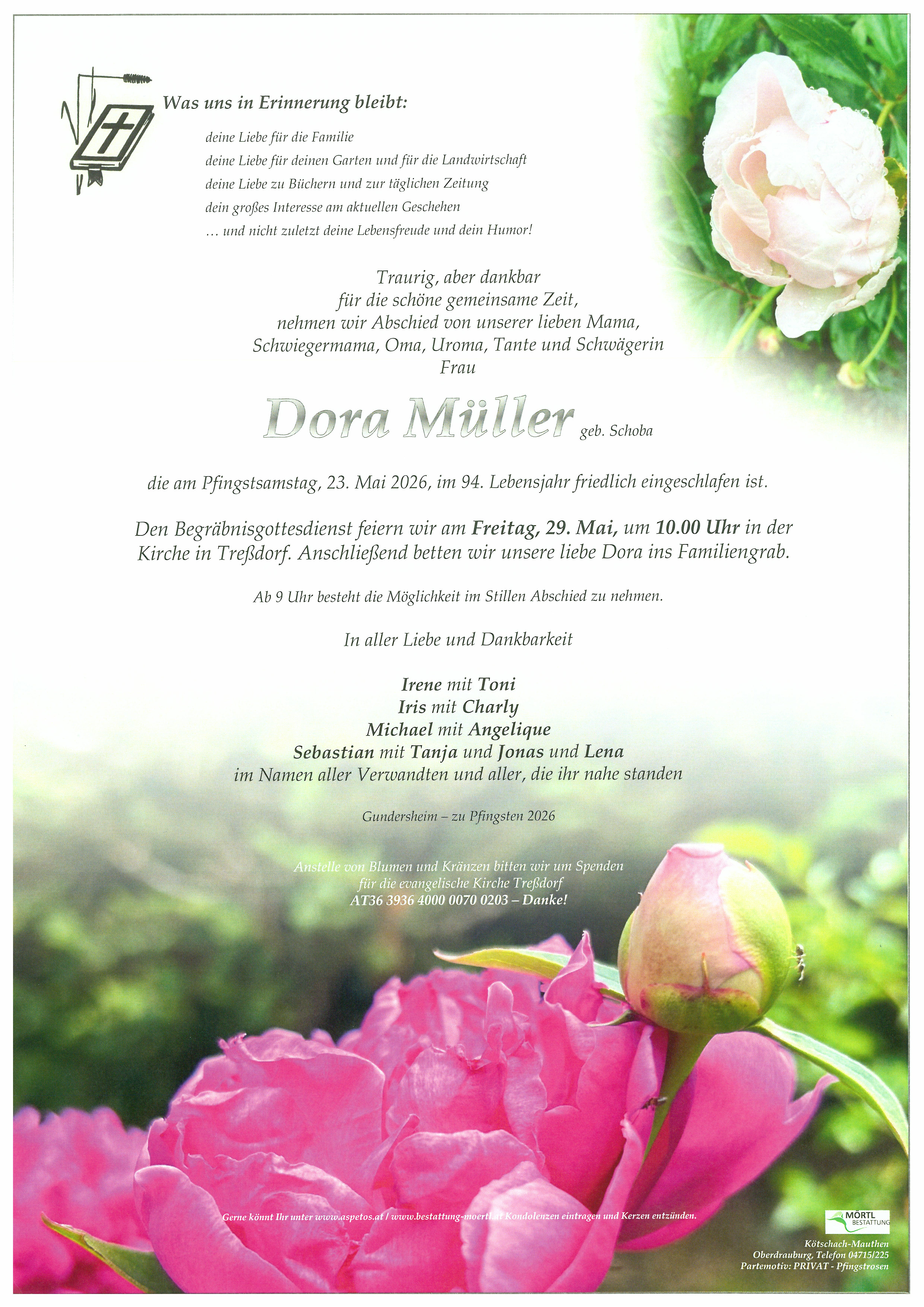 Traueranzeige von Dora Müller