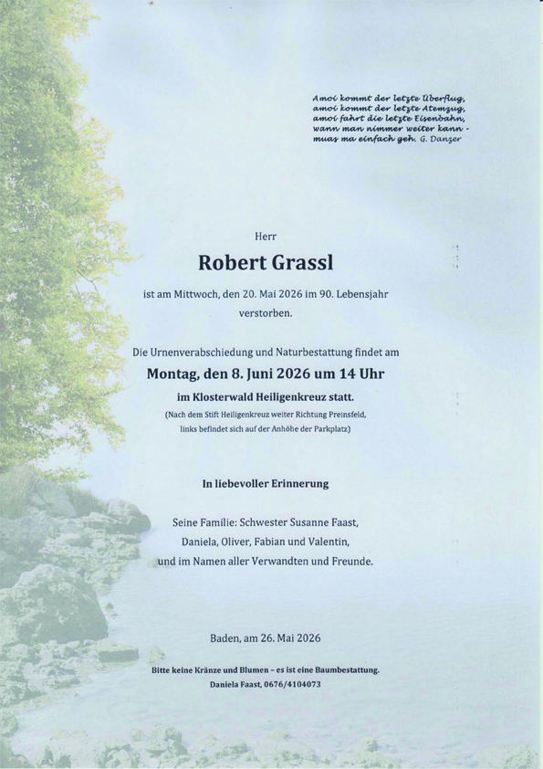 Traueranzeige von Robert Grassl
