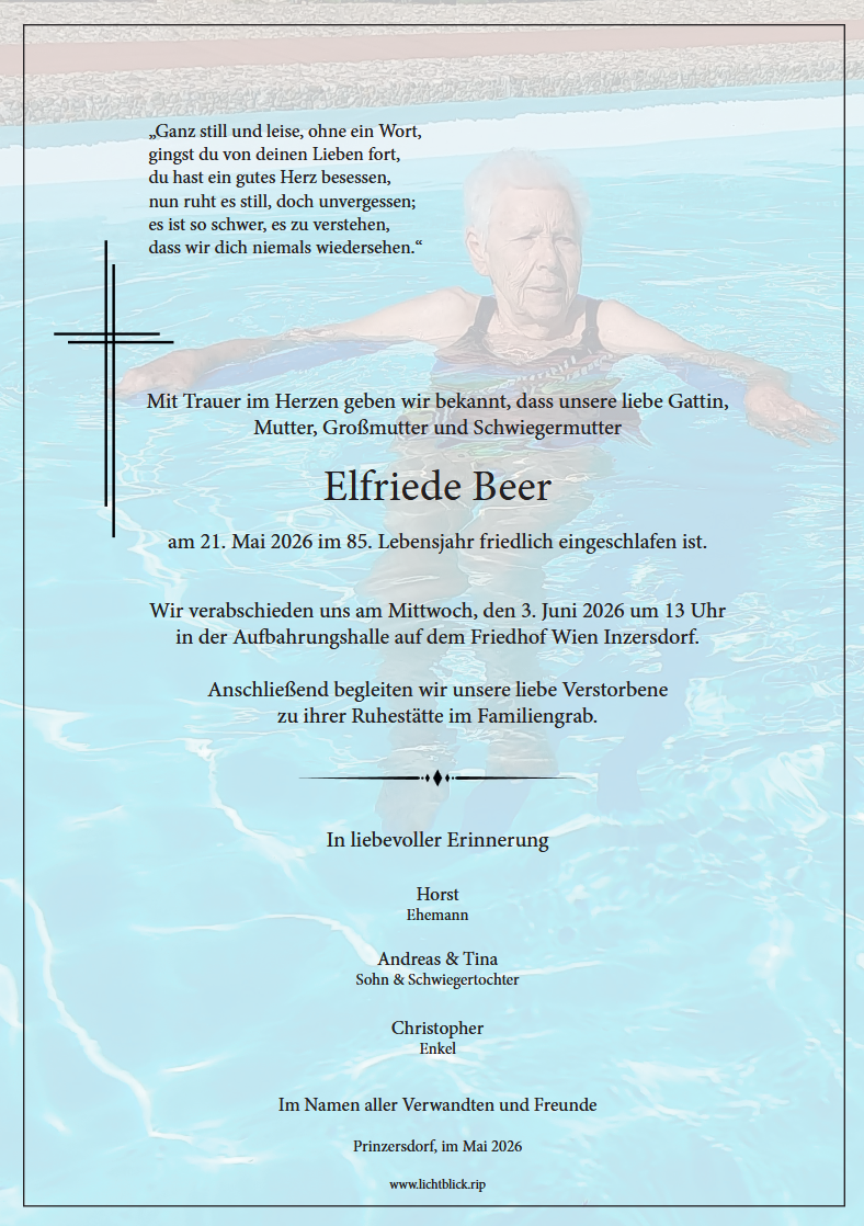 Traueranzeige von Elfriede Beer