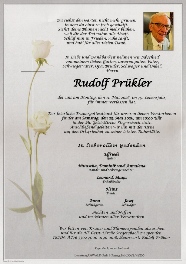 Traueranzeige von Rudolf Prükler