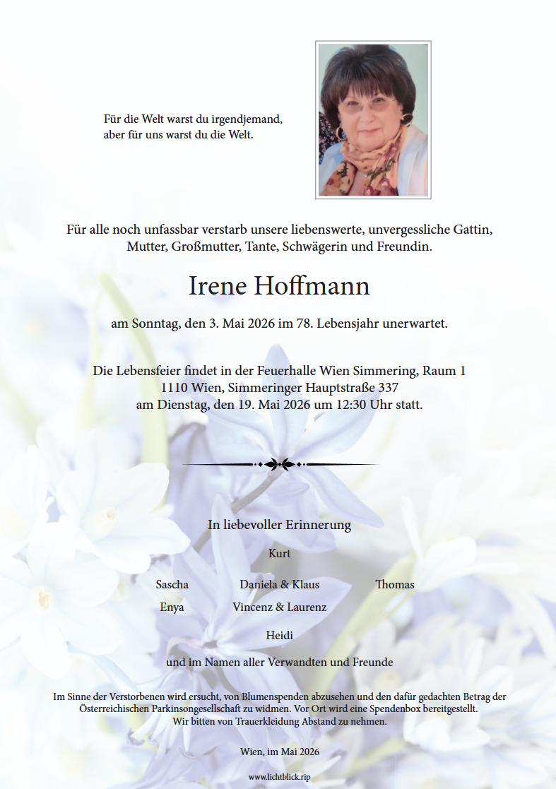 Traueranzeige von Irene Hoffmann