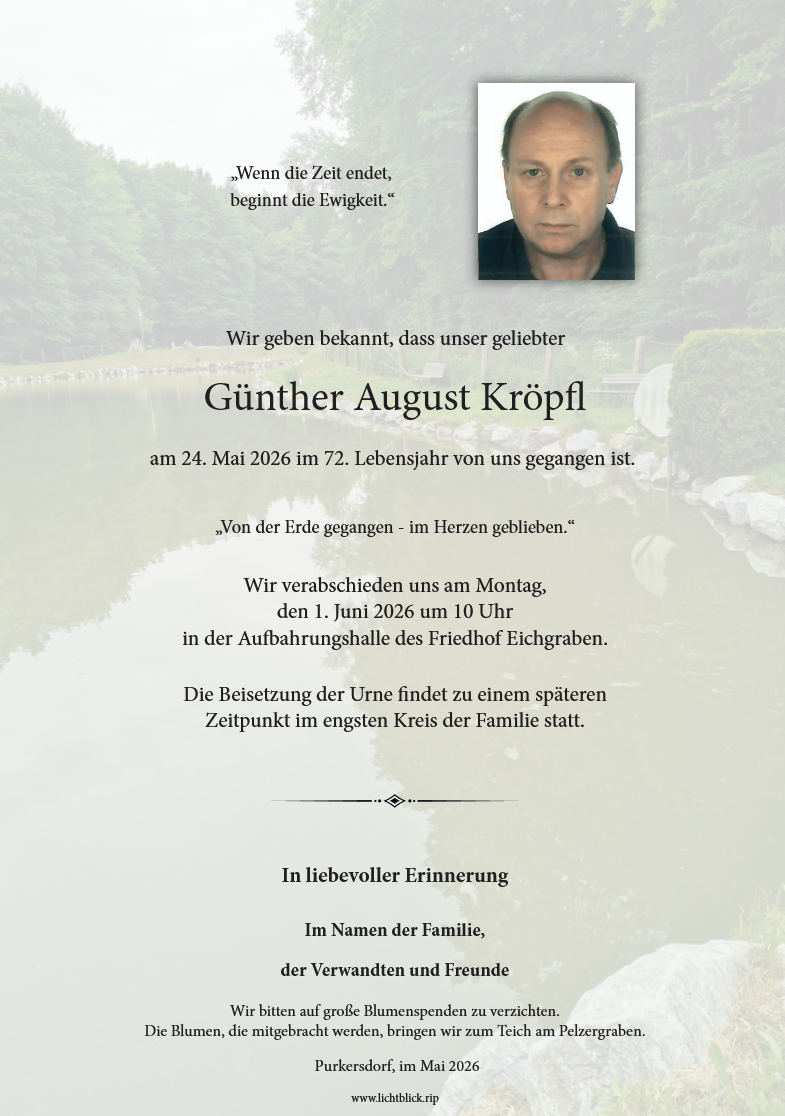 Traueranzeige von Günther August Kröpfl