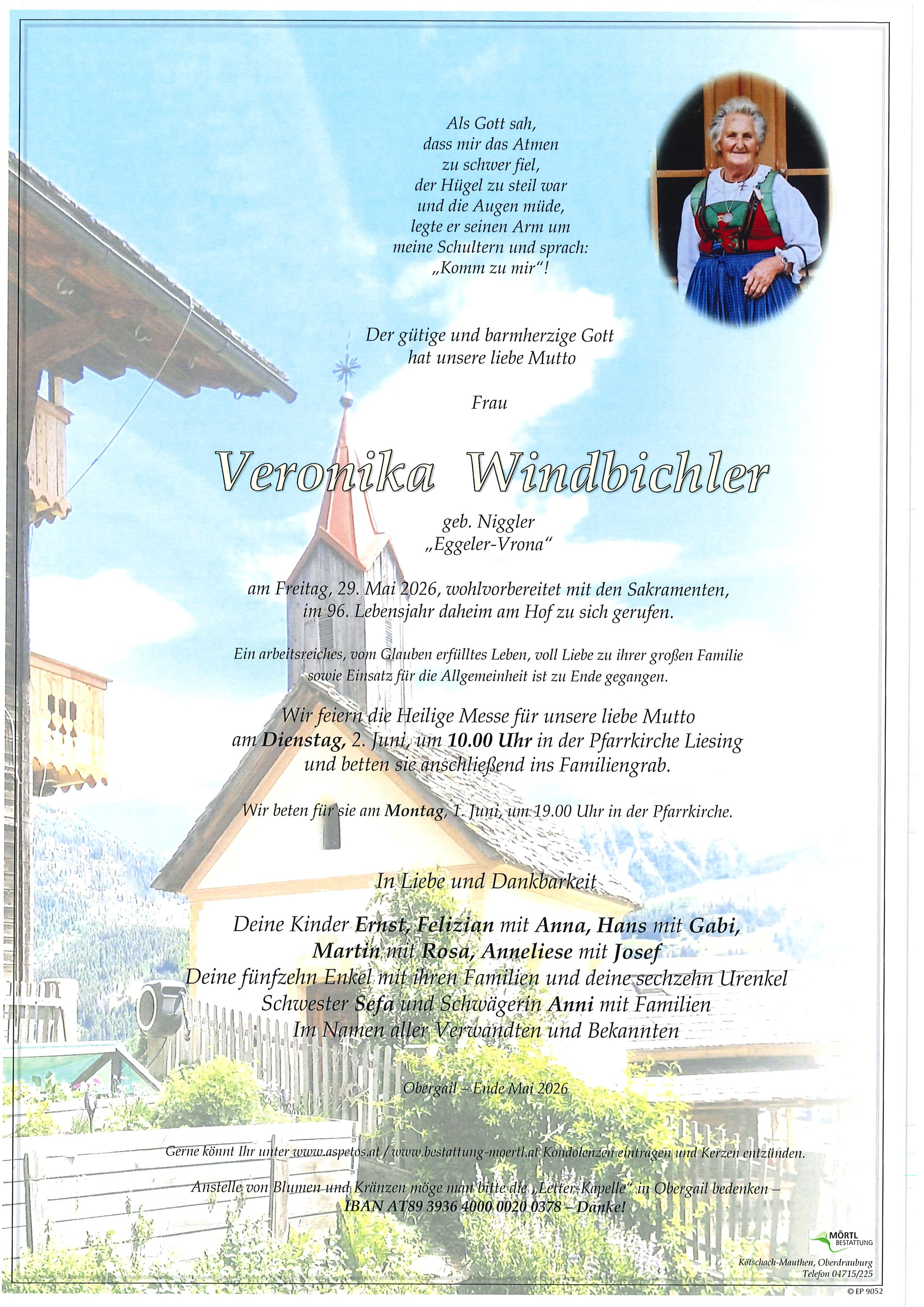 Traueranzeige von Veronika Windbichler