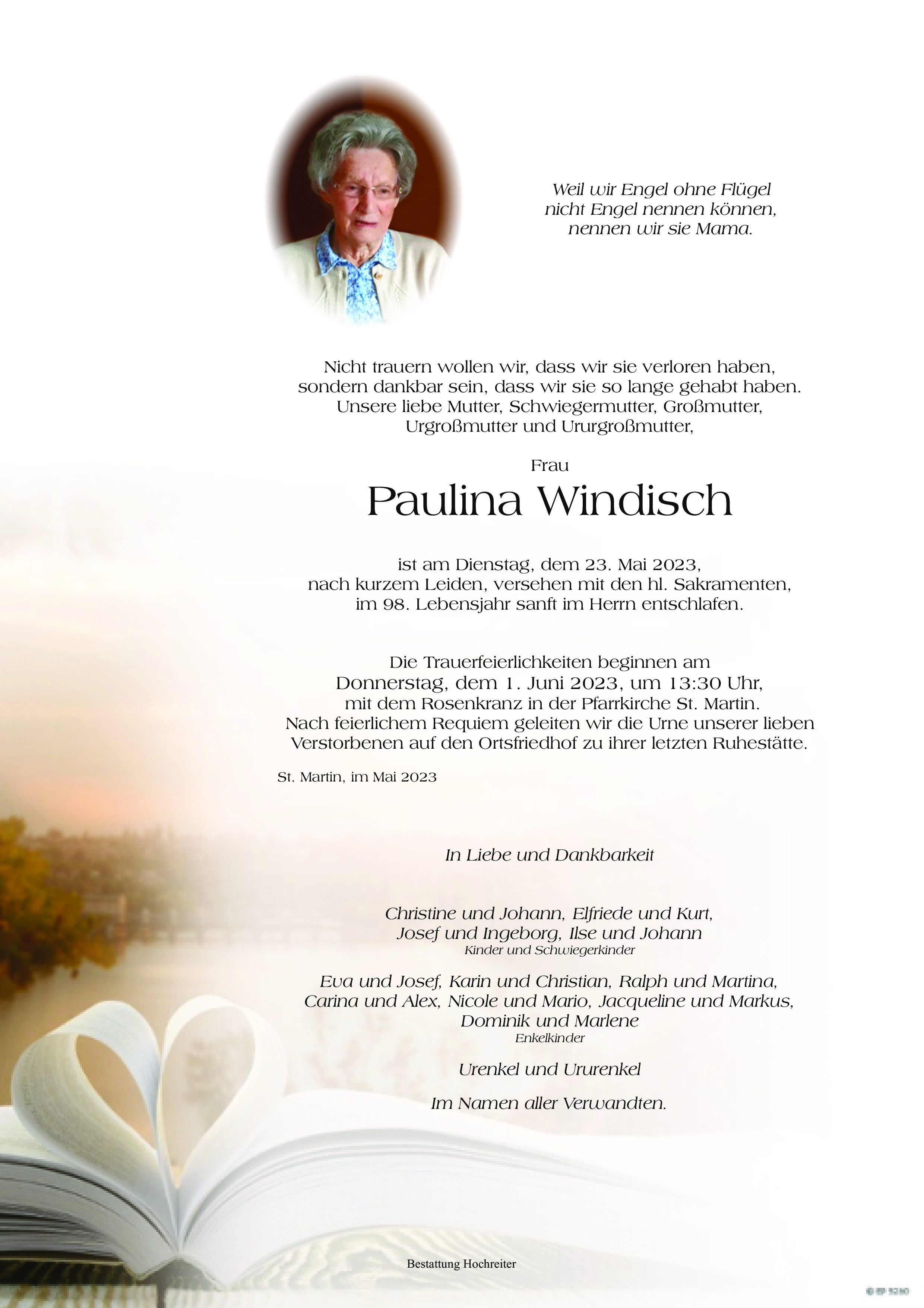 Traueranzeige von Paulina Windisch