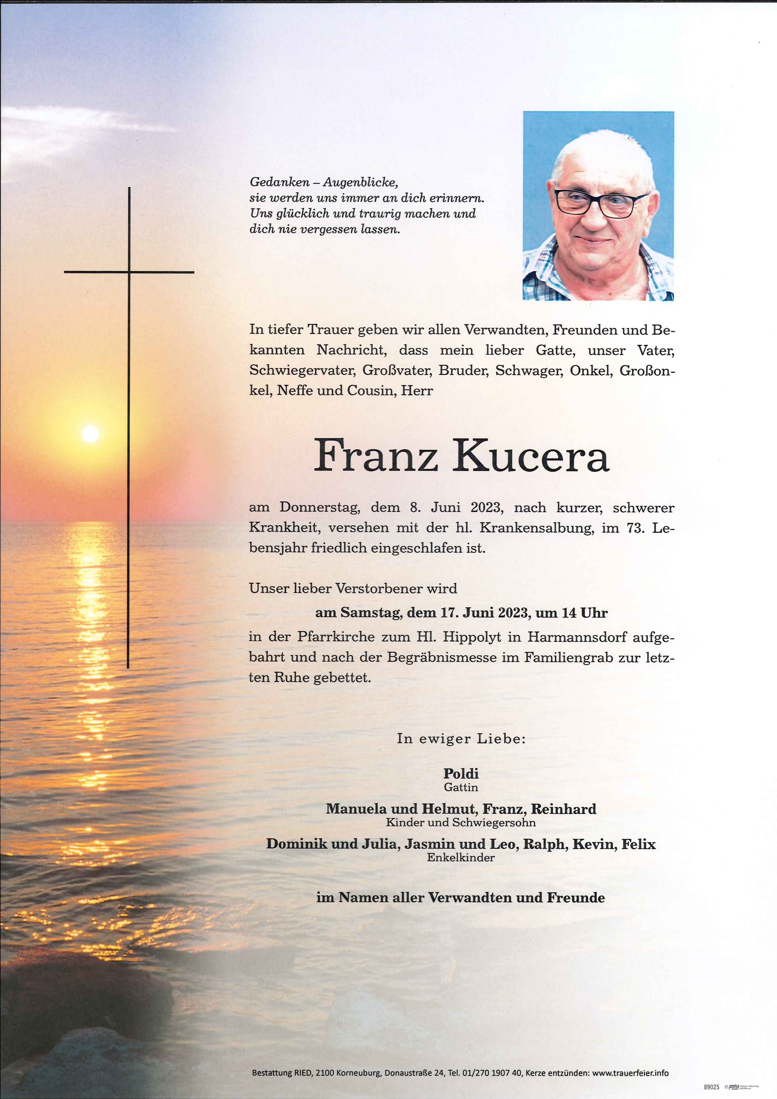 Traueranzeige von Franz Kucera