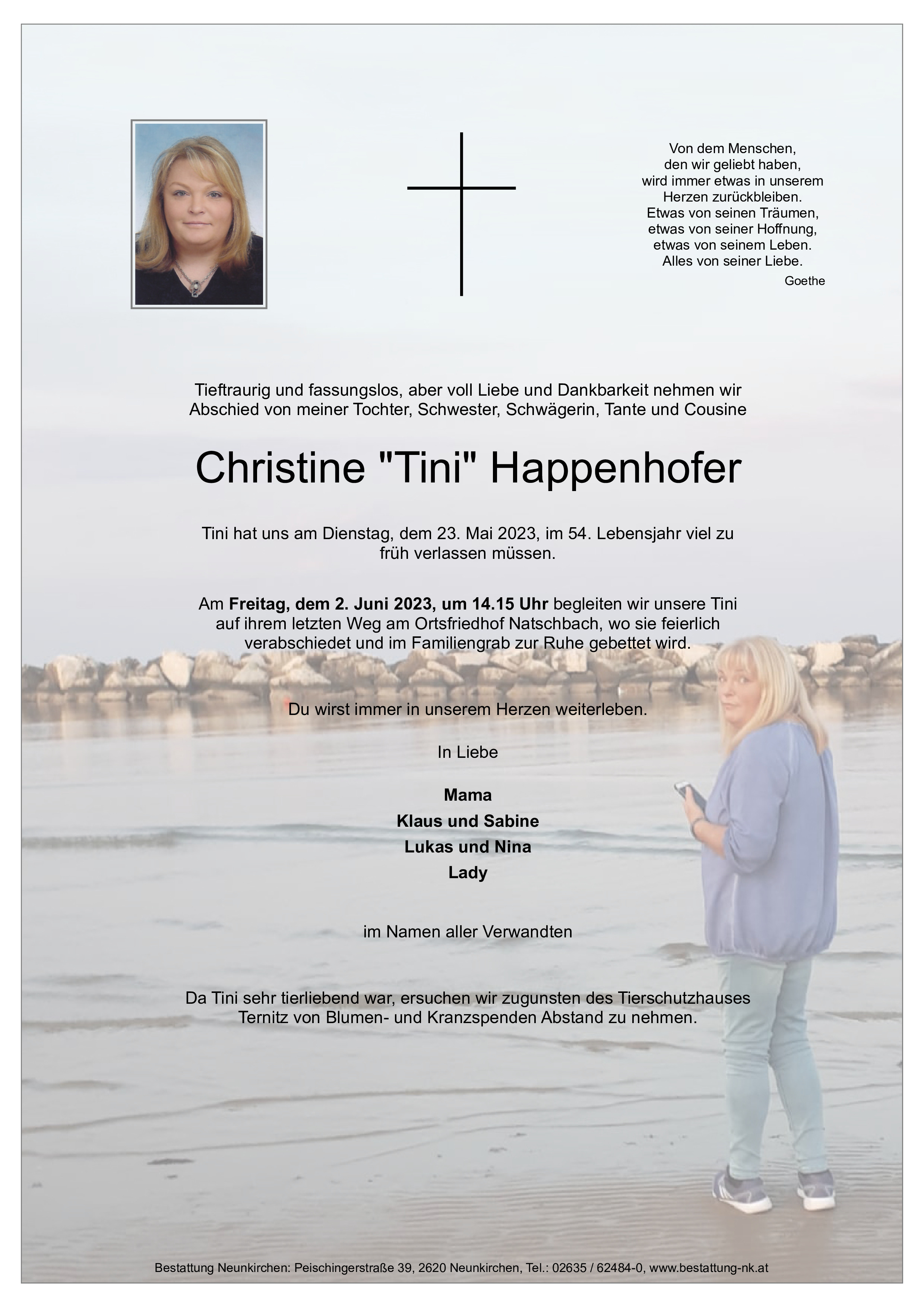 Traueranzeige von Christine Happenhofer