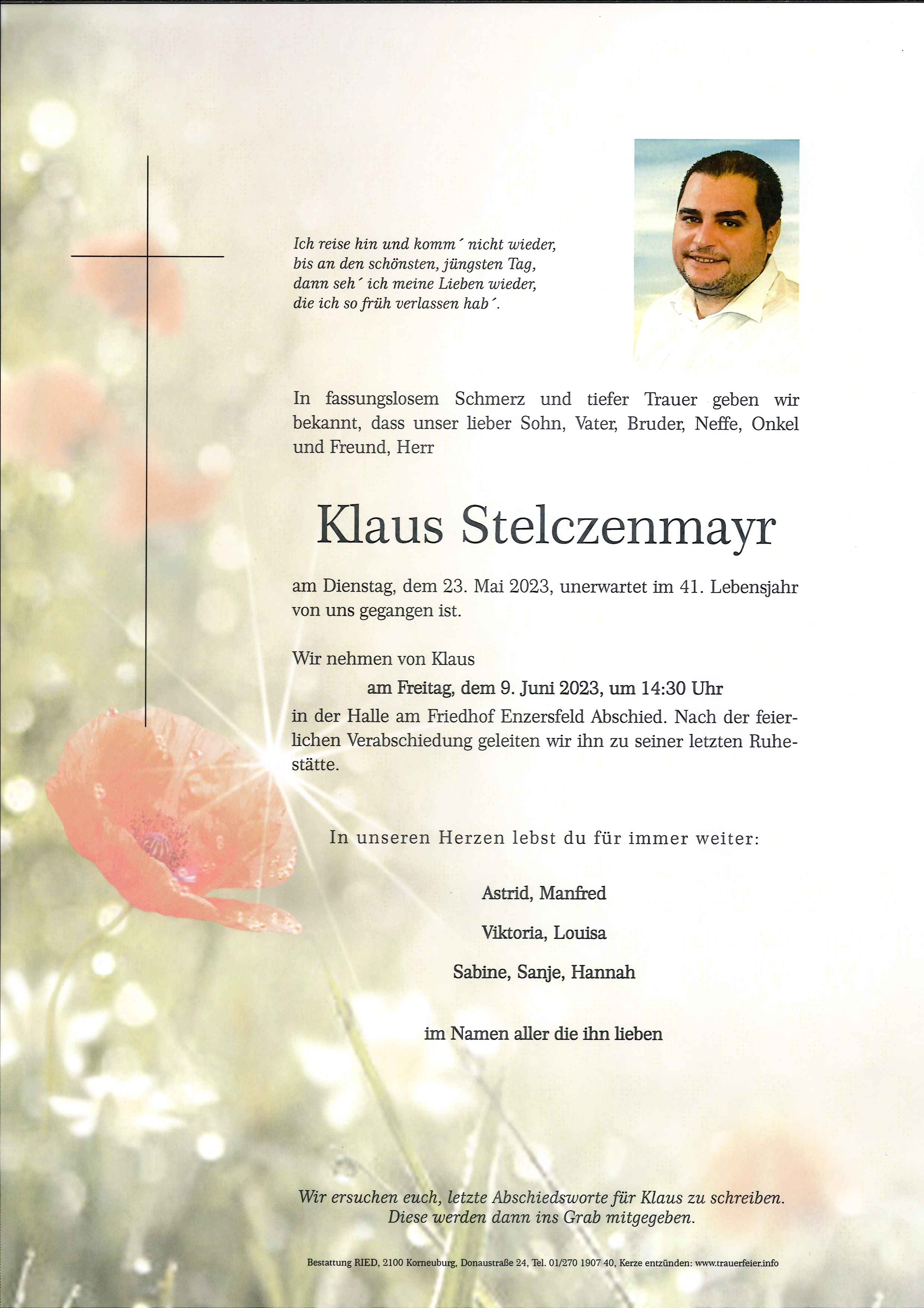 Traueranzeige von Klaus Stelczenmayr