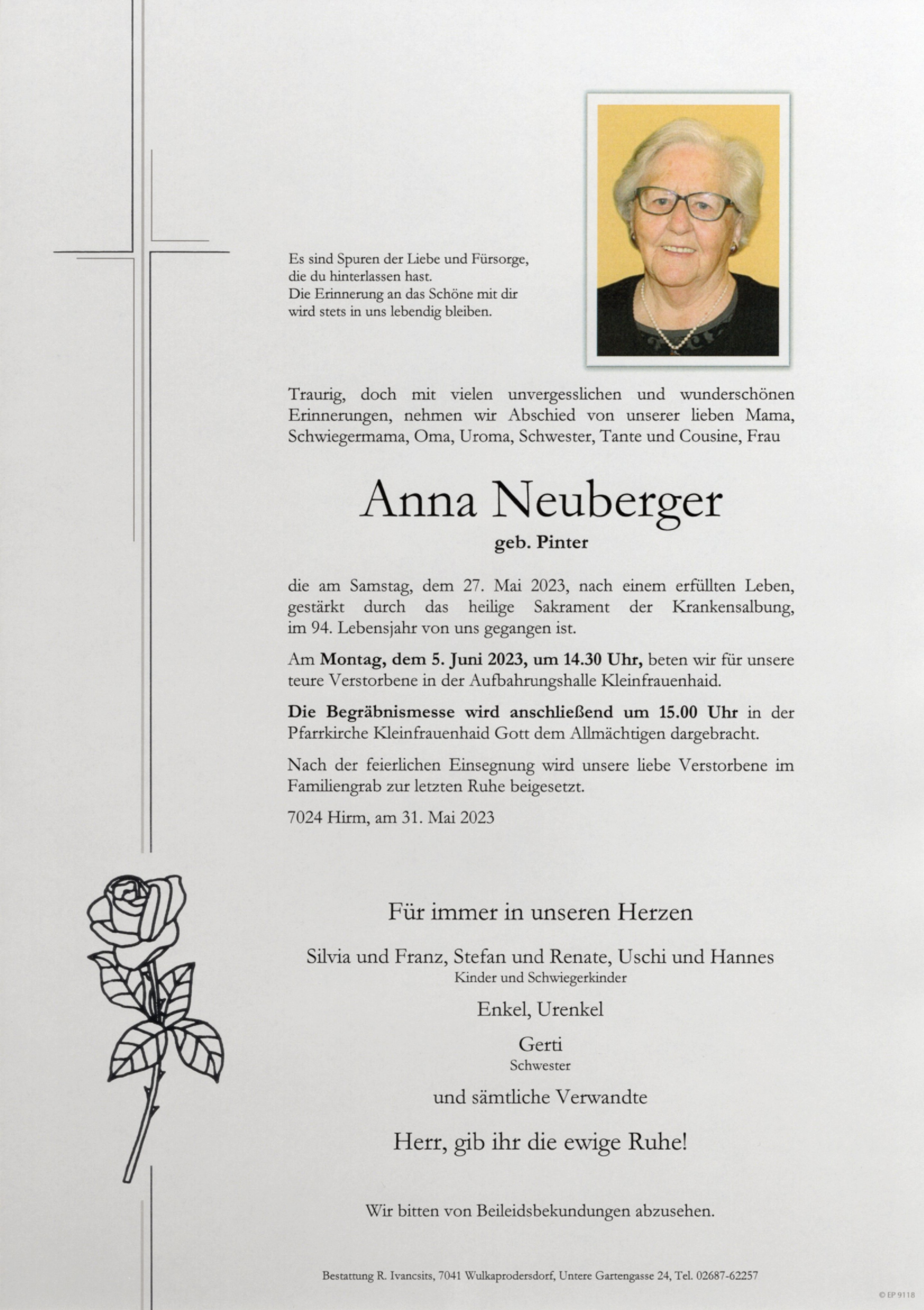 Traueranzeige von Anna Neuberger