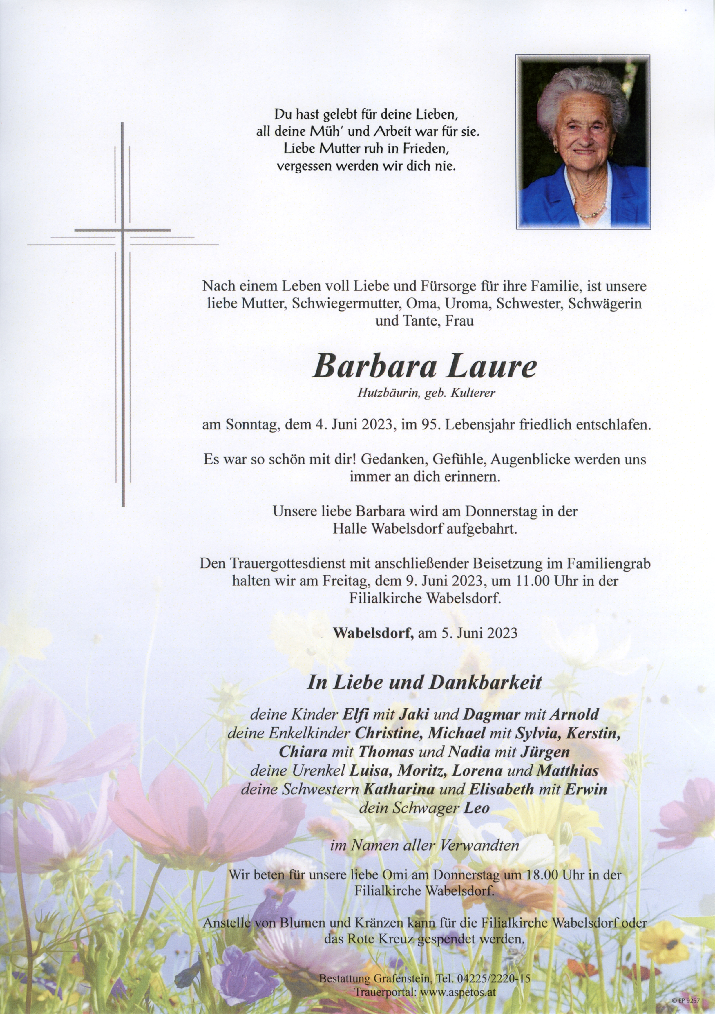 Traueranzeige von Frau Barbara Laure