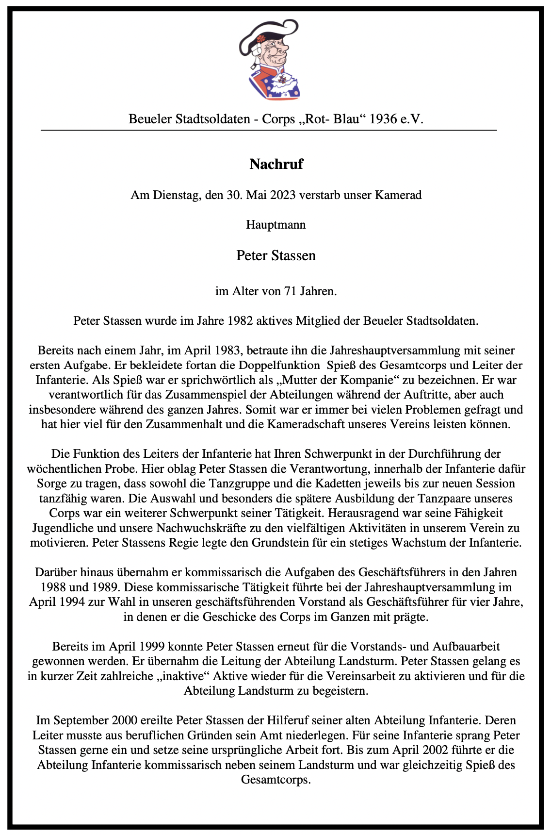 Traueranzeige von Peter Stassen