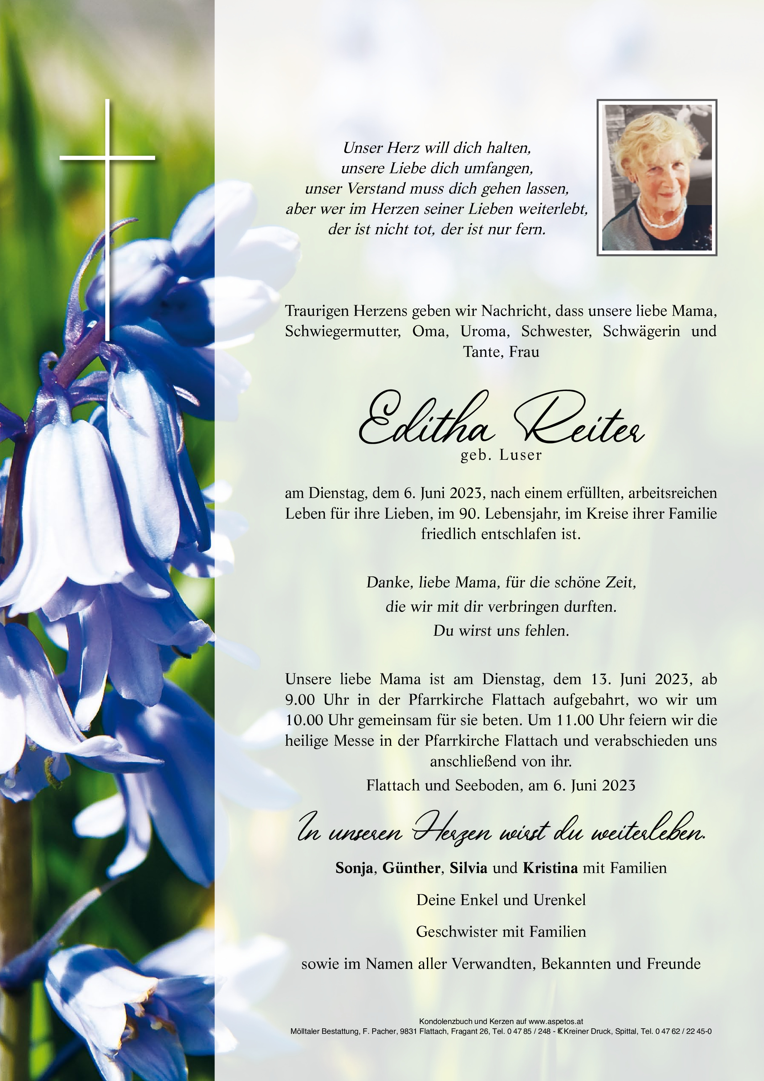 Traueranzeige von Editha Reiter