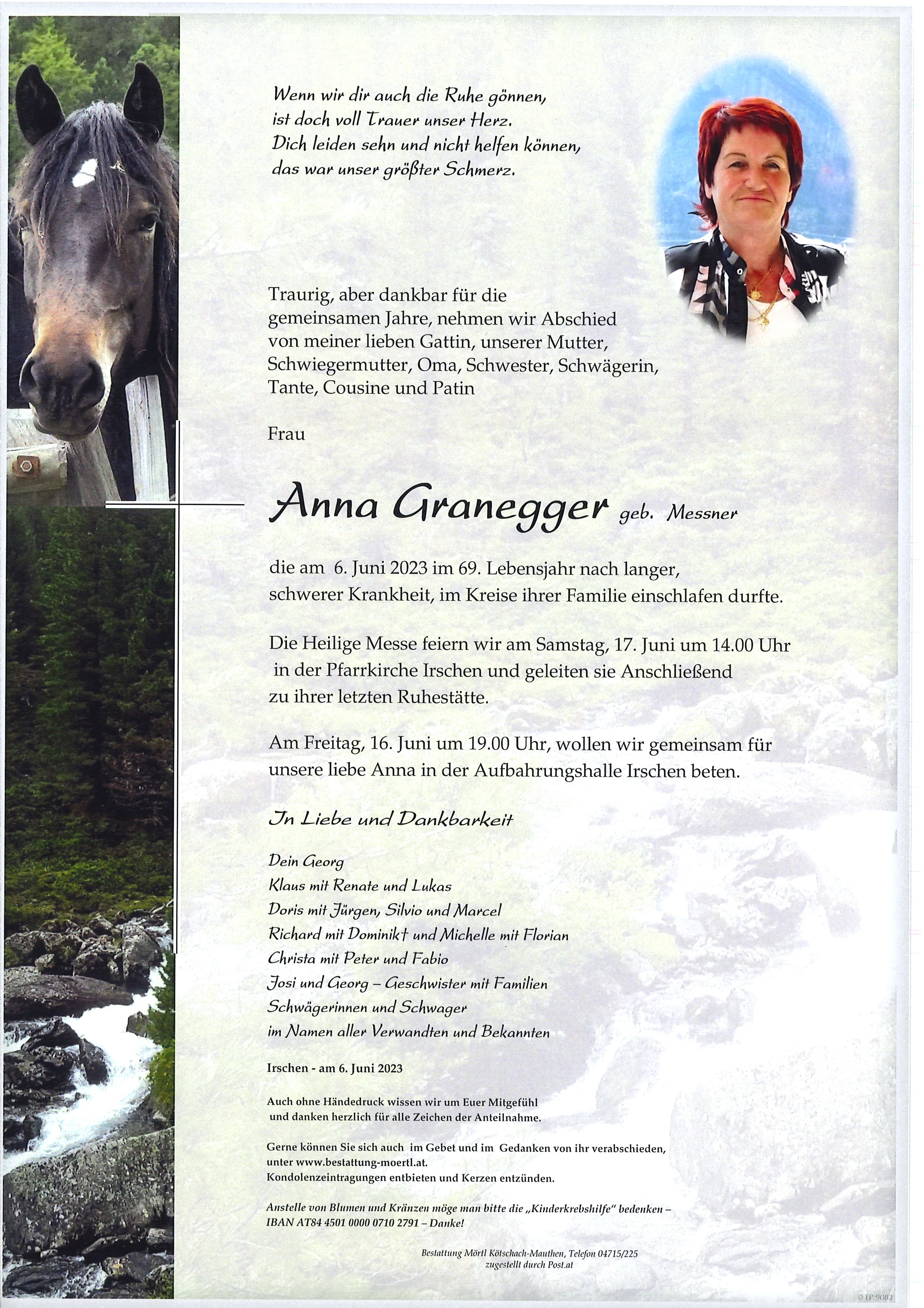 Traueranzeige von Anna Granegger