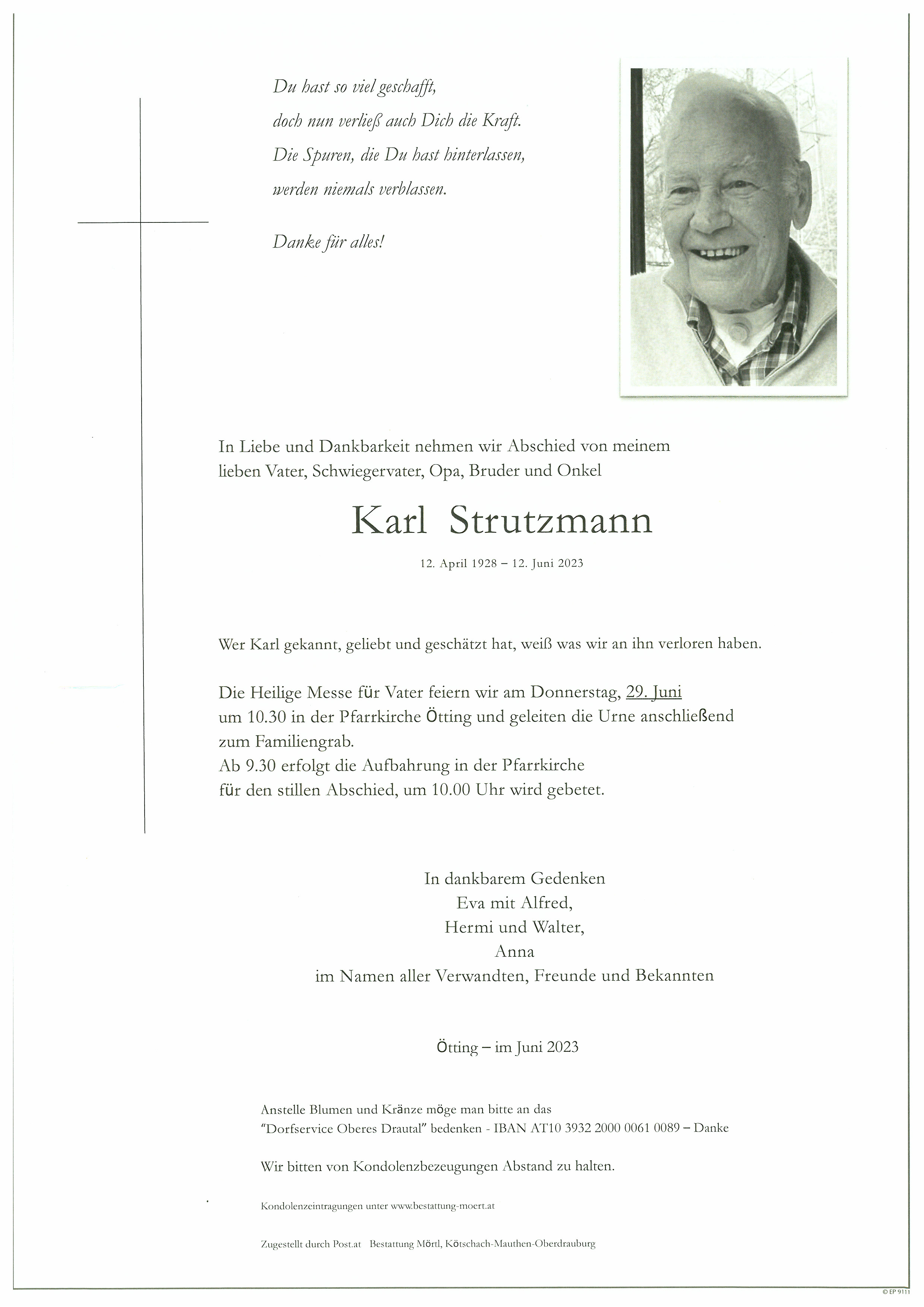 Traueranzeige von Karl Strutzmann