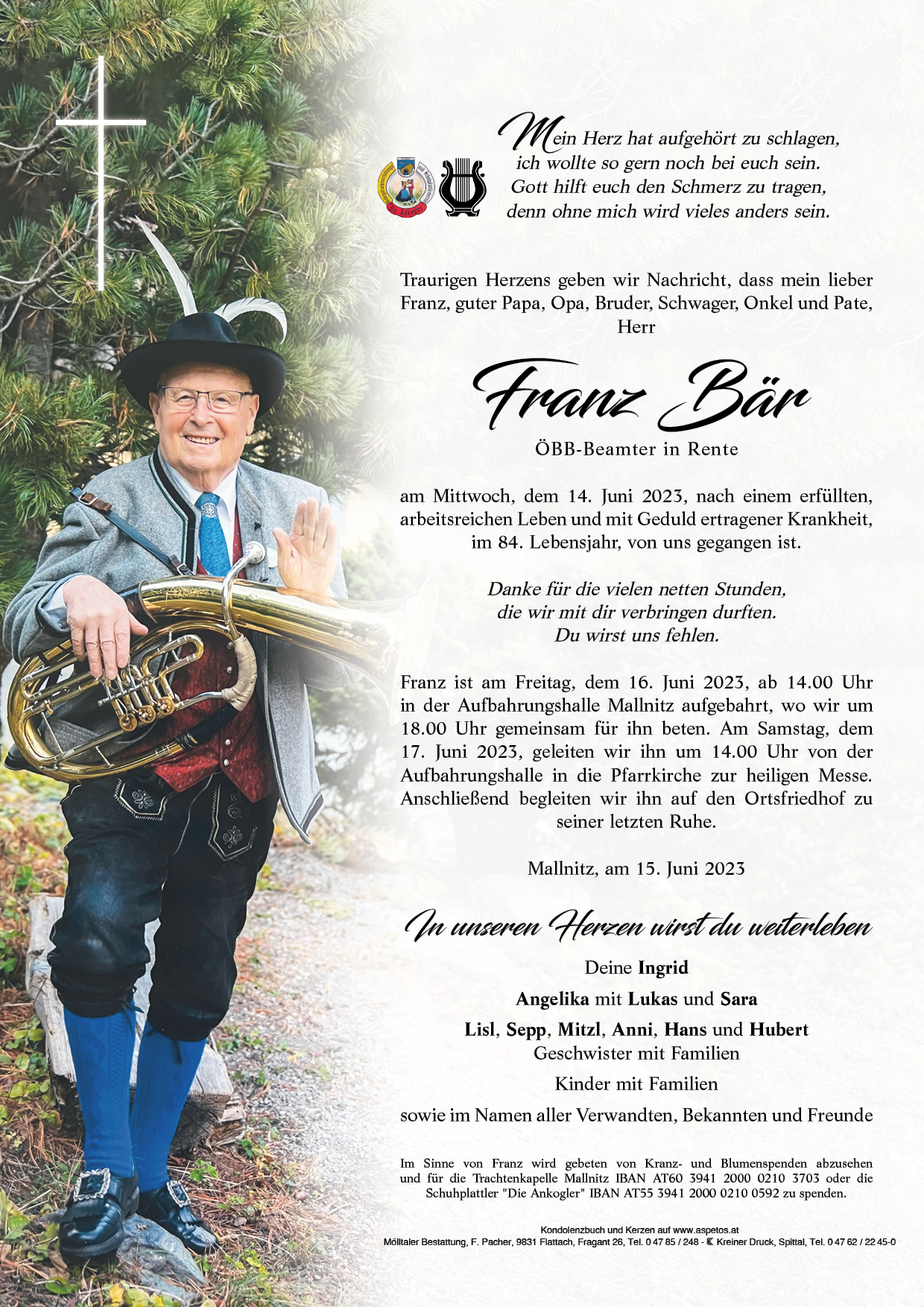 Traueranzeige von Franz Bär