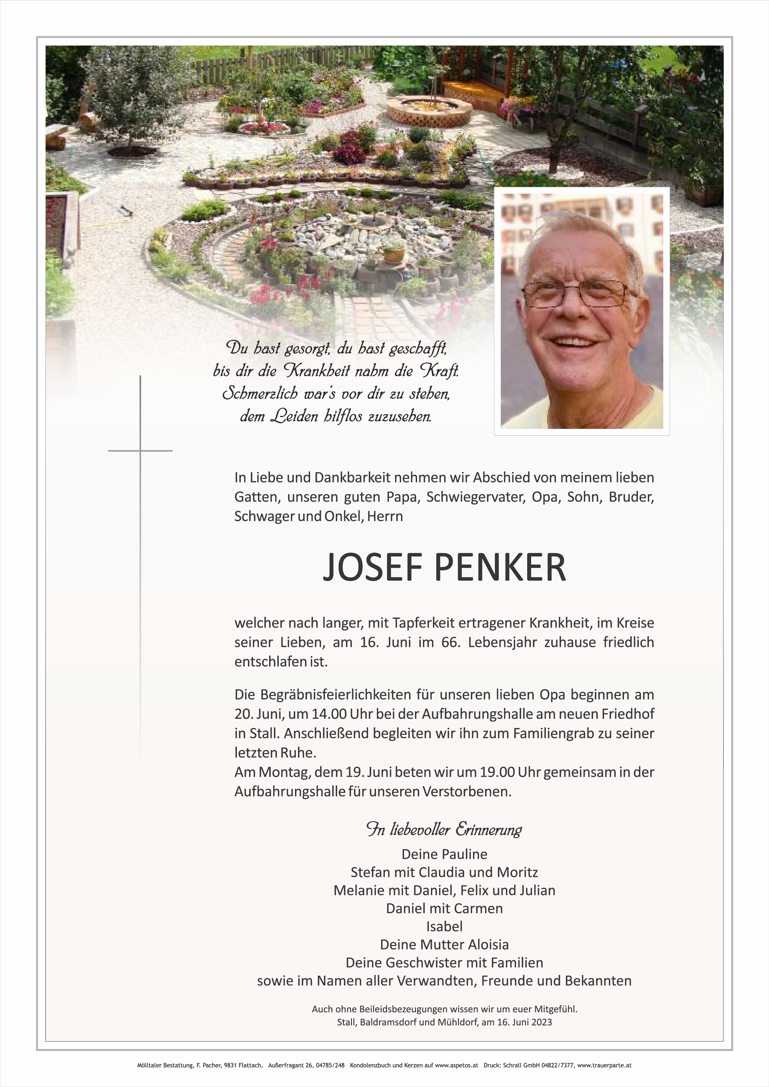 Traueranzeige von Josef Penker