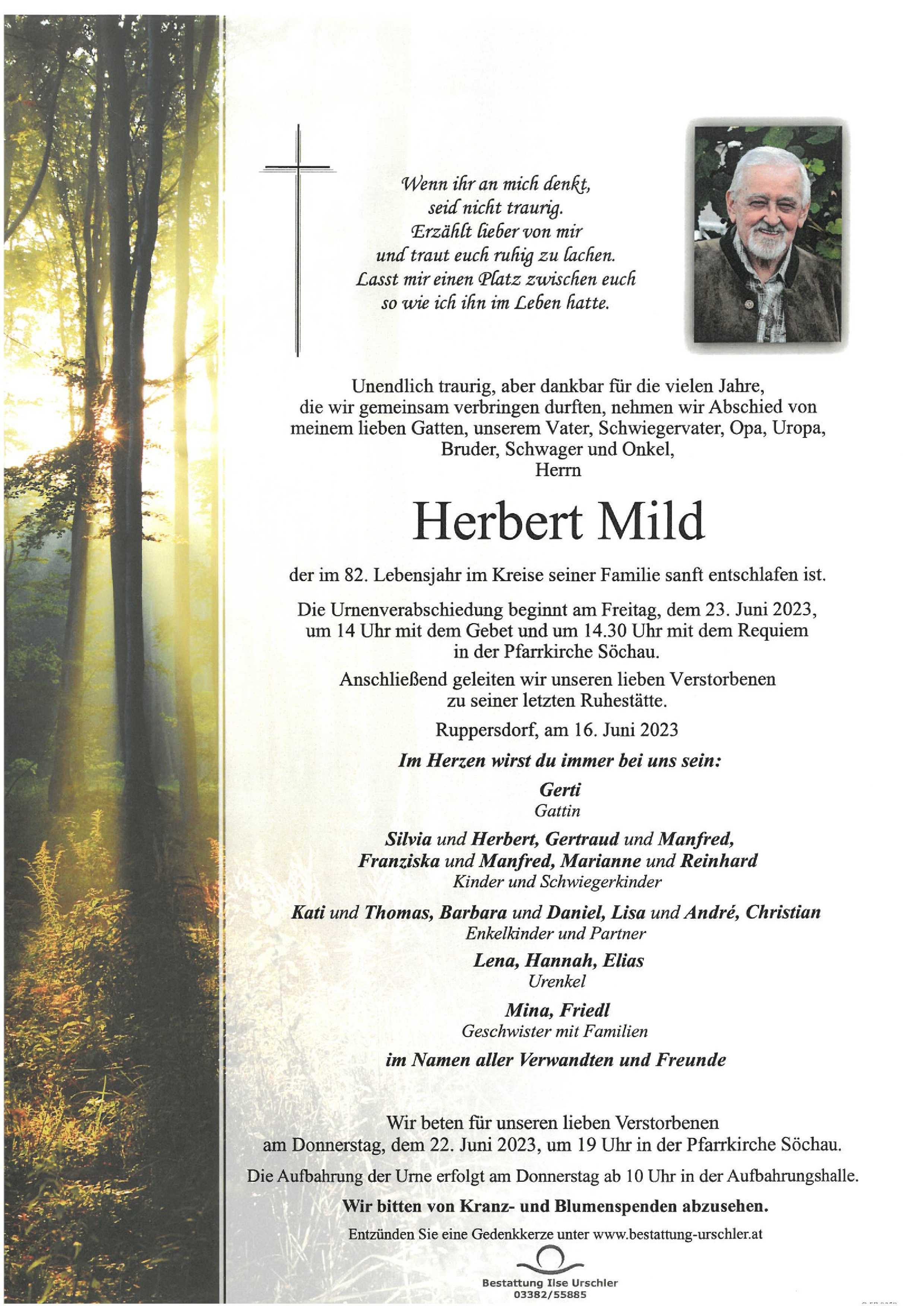 Traueranzeige von Herbert Mild