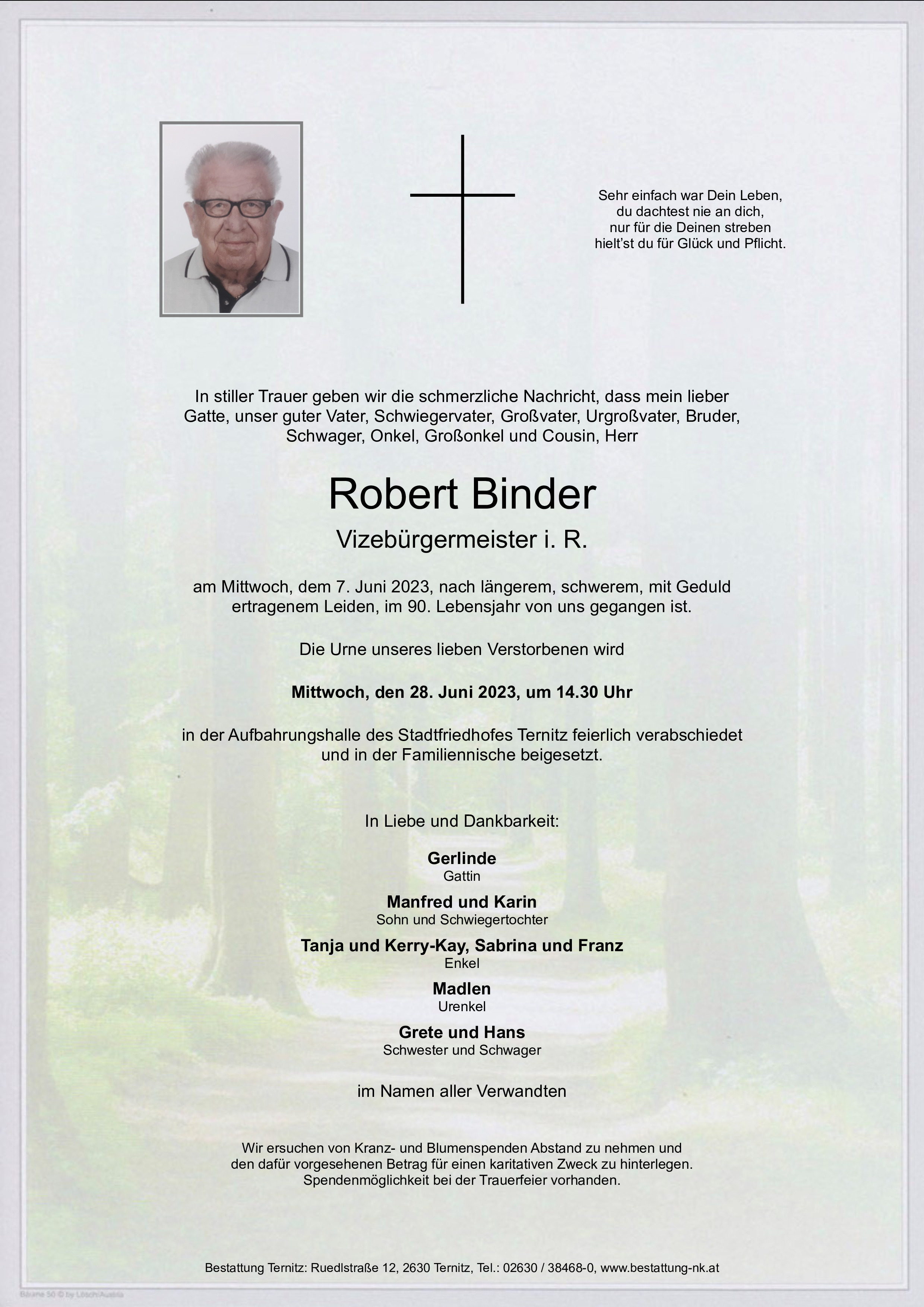 Traueranzeige von Robert Binder