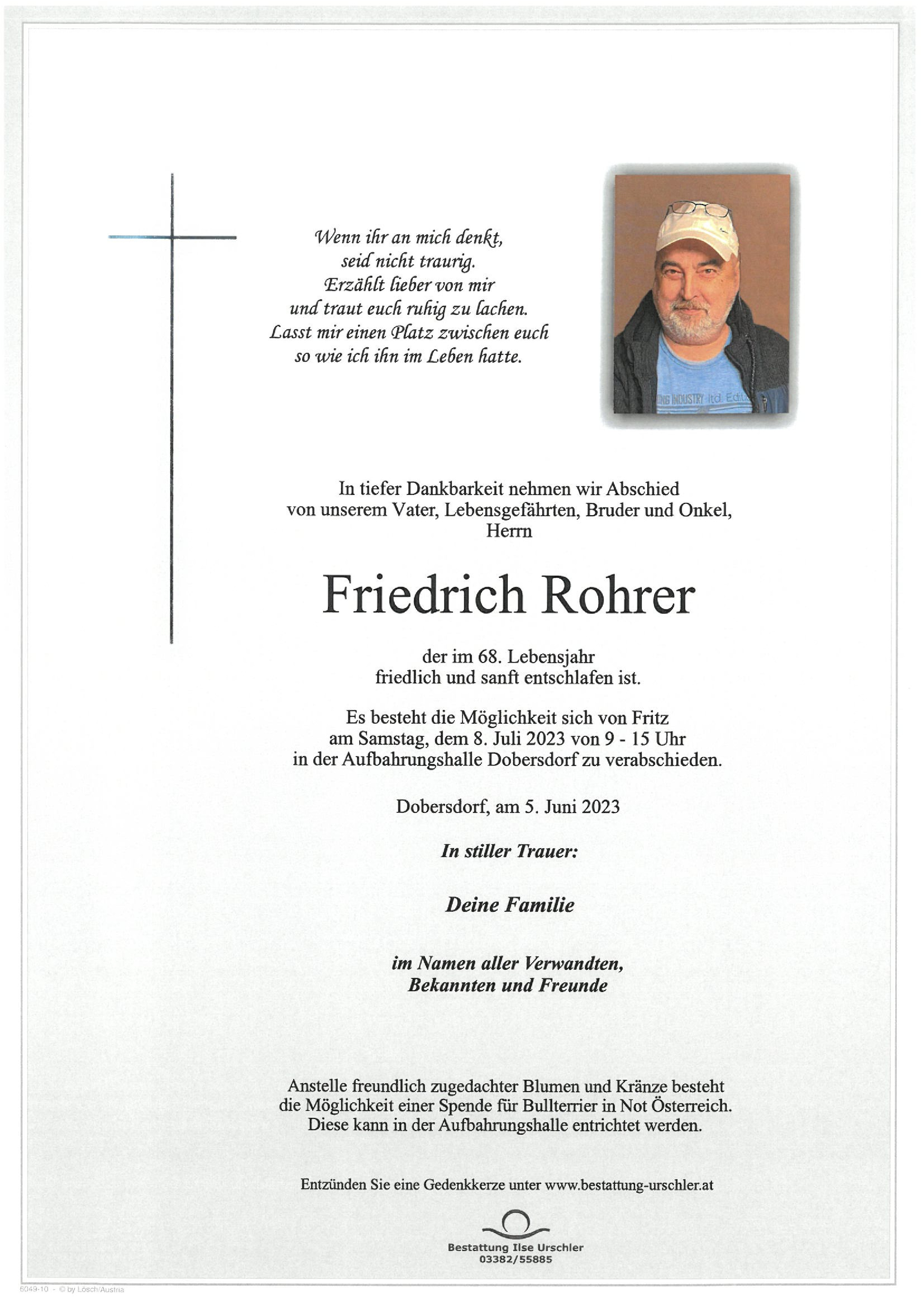 Traueranzeige von Friedrich Rohrer