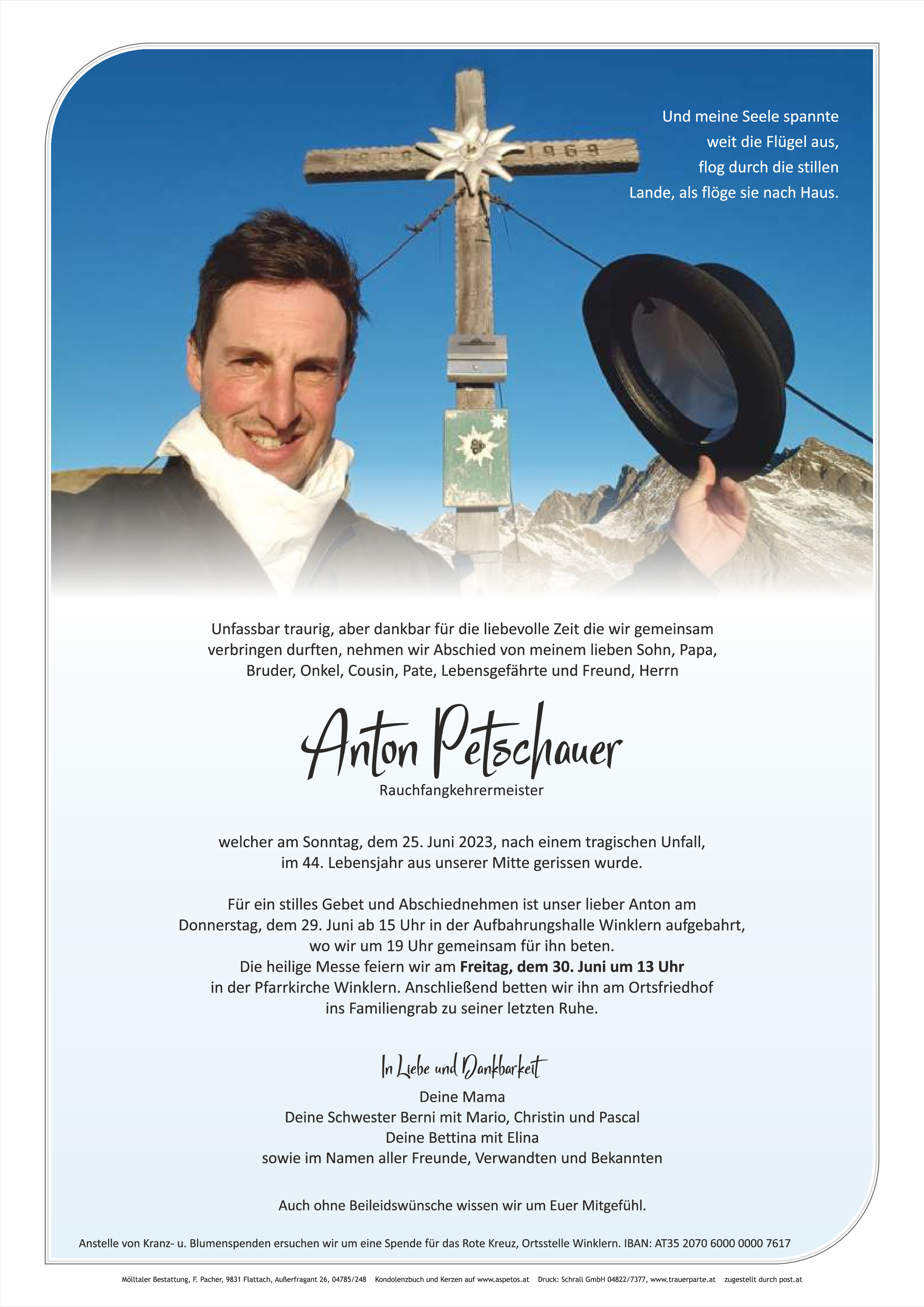Traueranzeige von Anton Petschauer