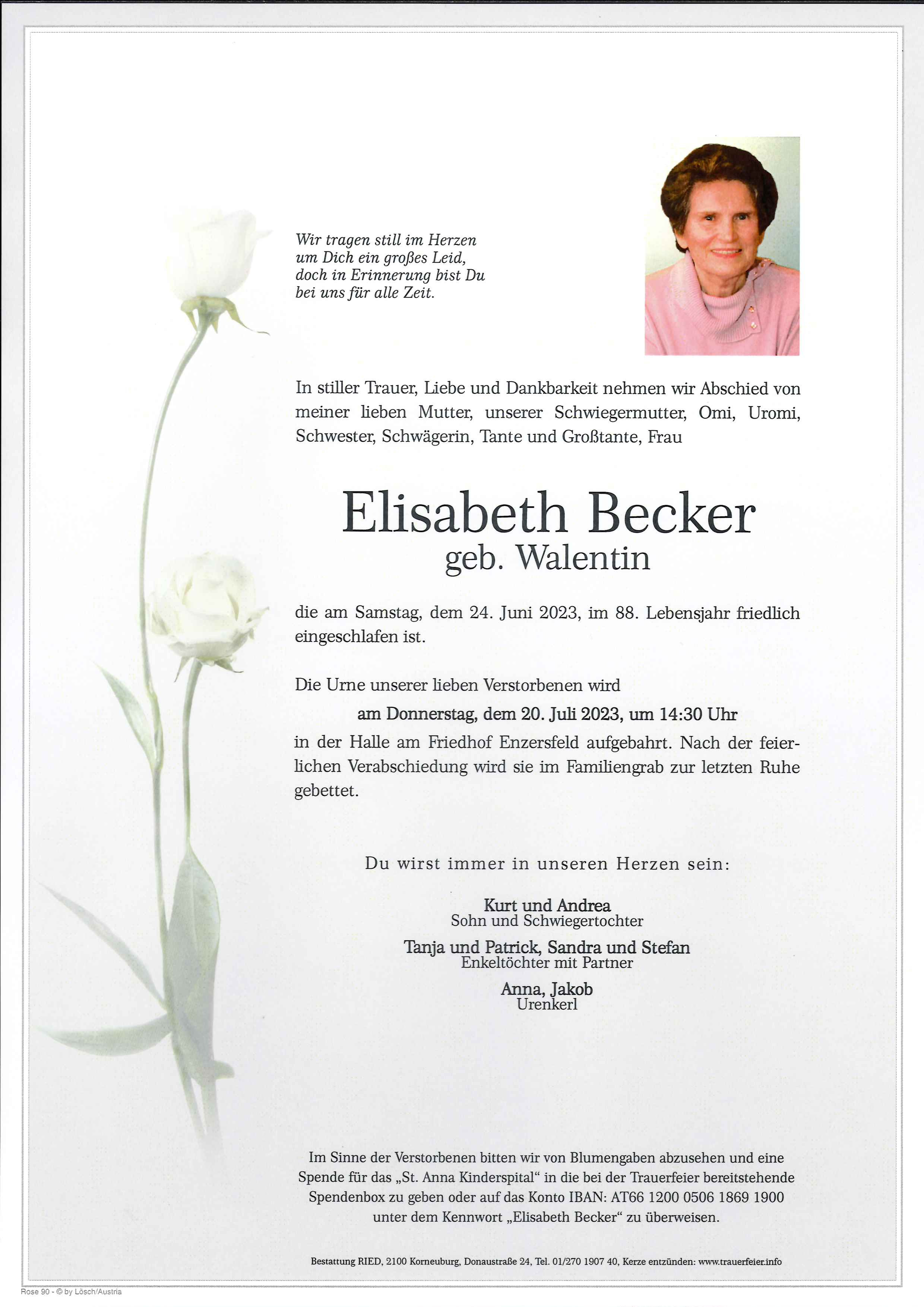 Traueranzeige von Elisabeth Becker