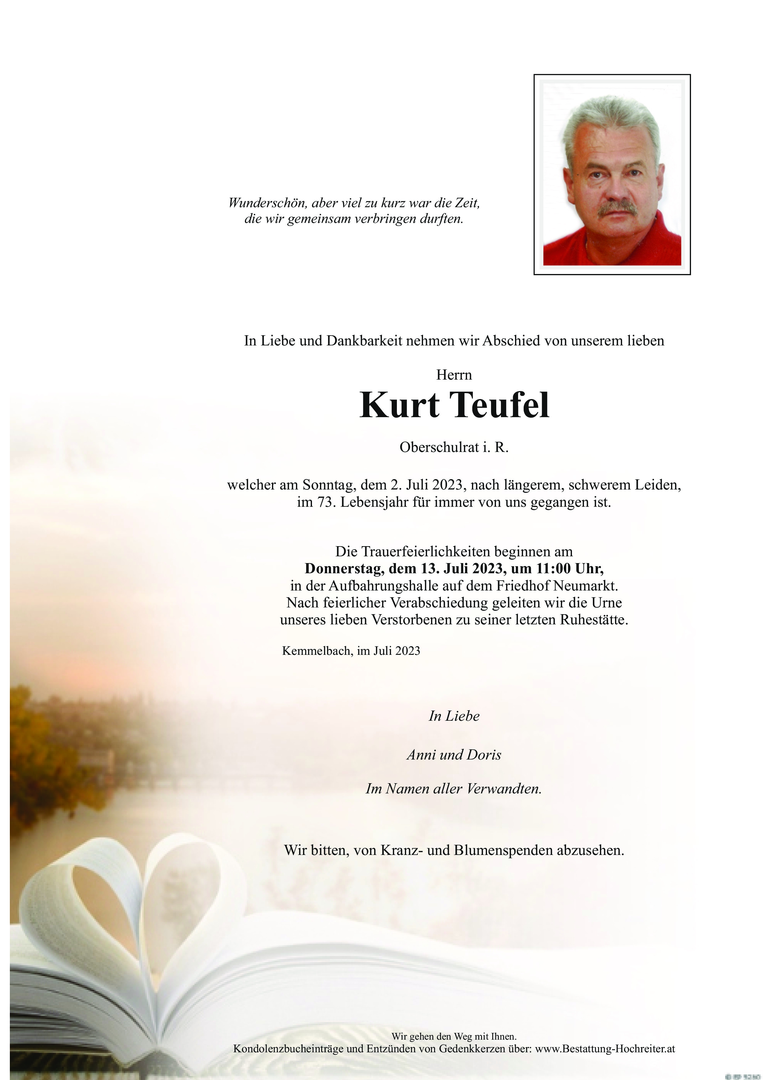 Traueranzeige von Kurt Teufel