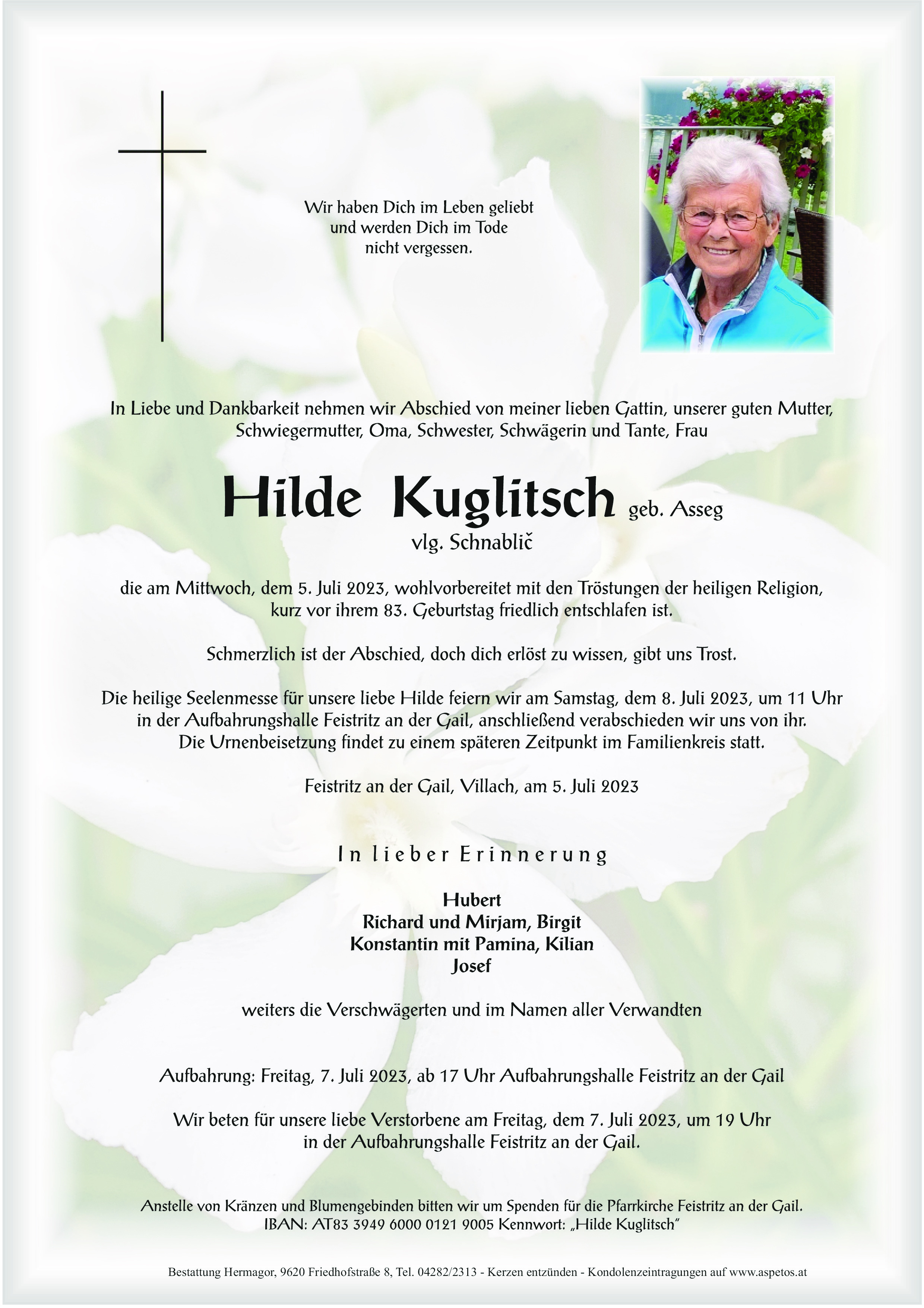 Traueranzeige von Reinhilde Kuglitsch