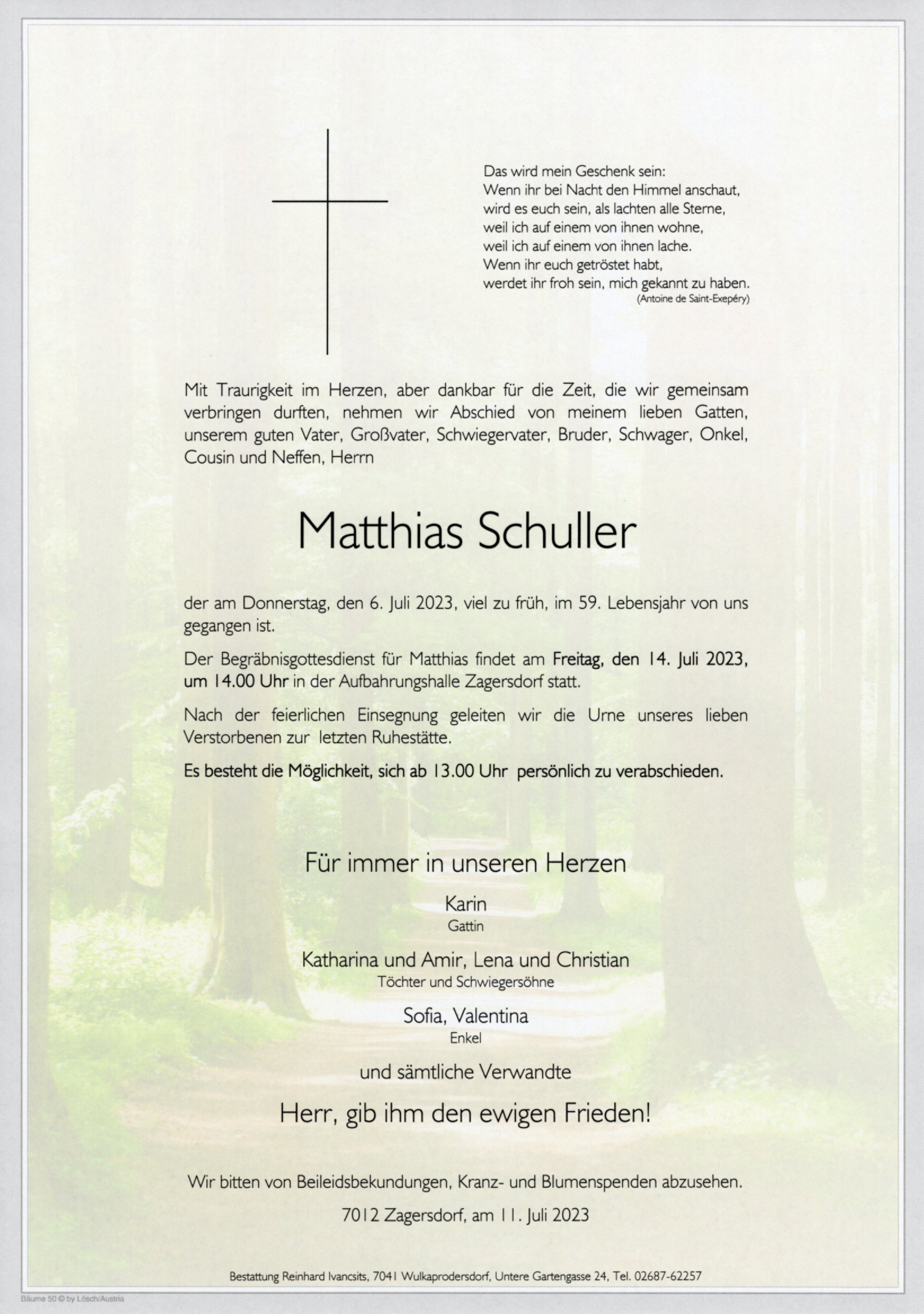 Traueranzeige von Matthias Schuller