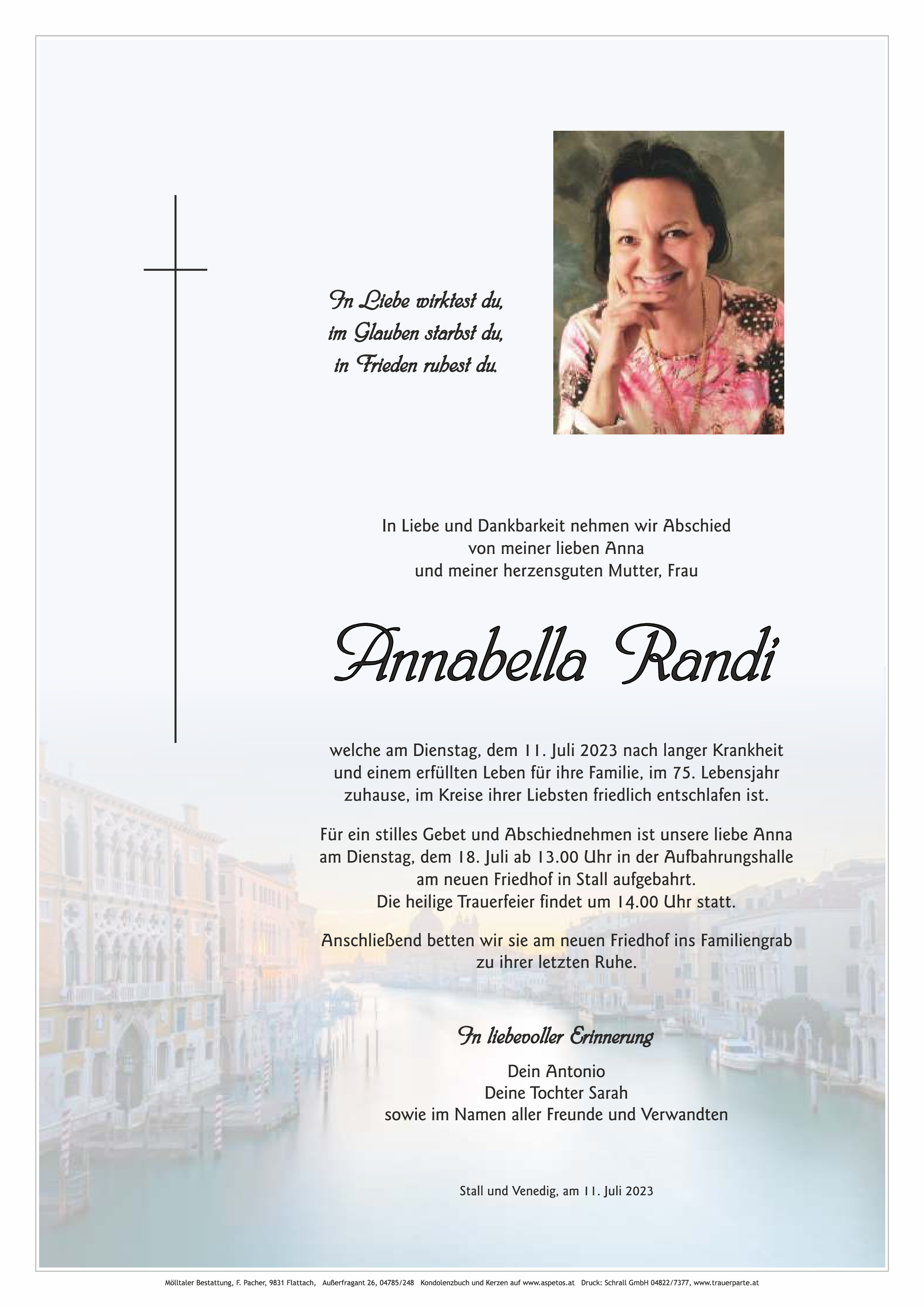 Traueranzeige von Annabella Randi