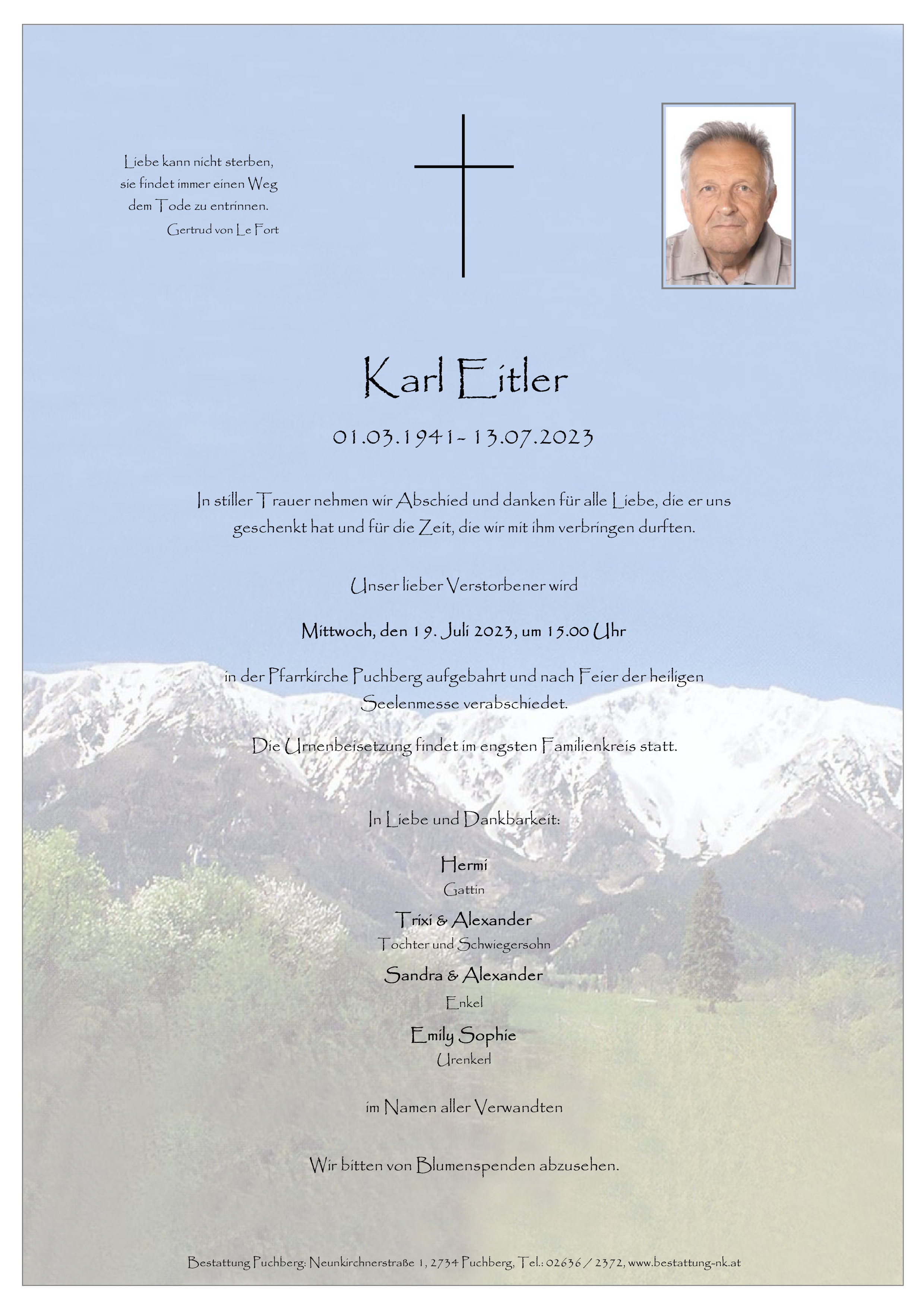 Traueranzeige von Karl Eitler