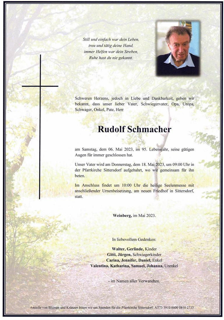 Traueranzeige von Rudolf Schmacher
