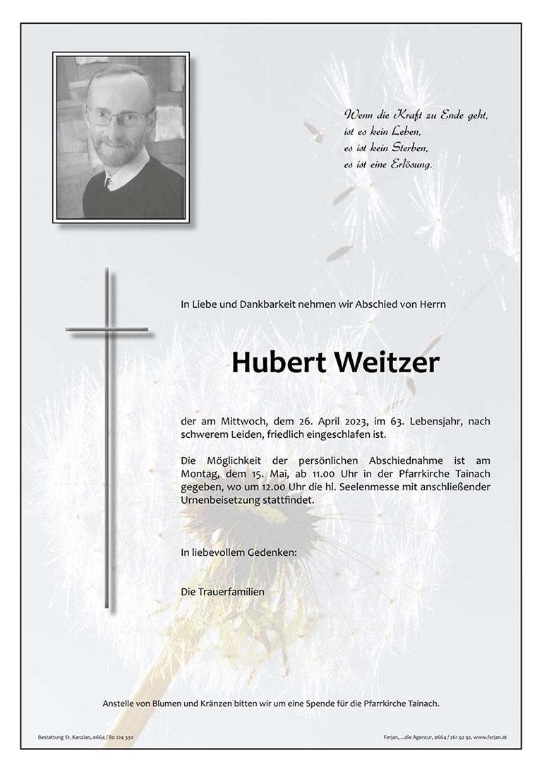 Traueranzeige von Hubert Weitzer