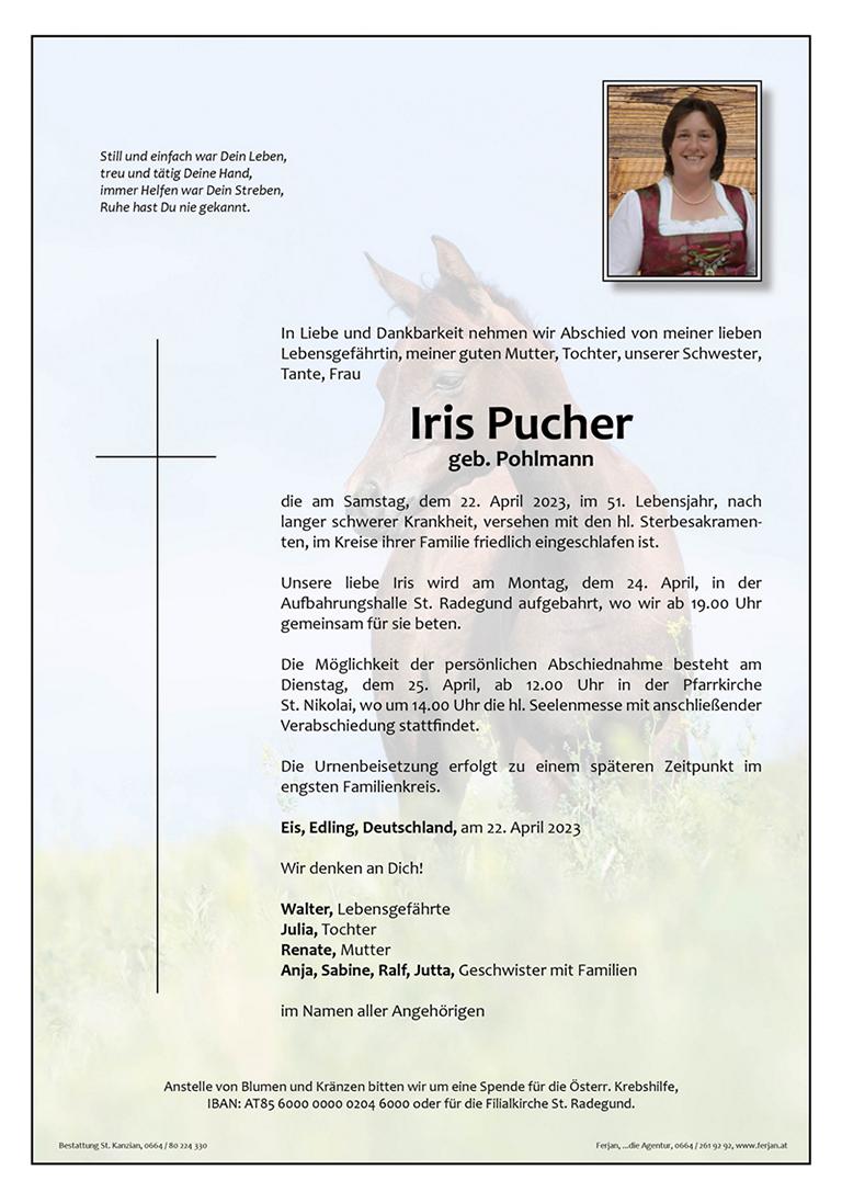 Traueranzeige von Iris Pucher